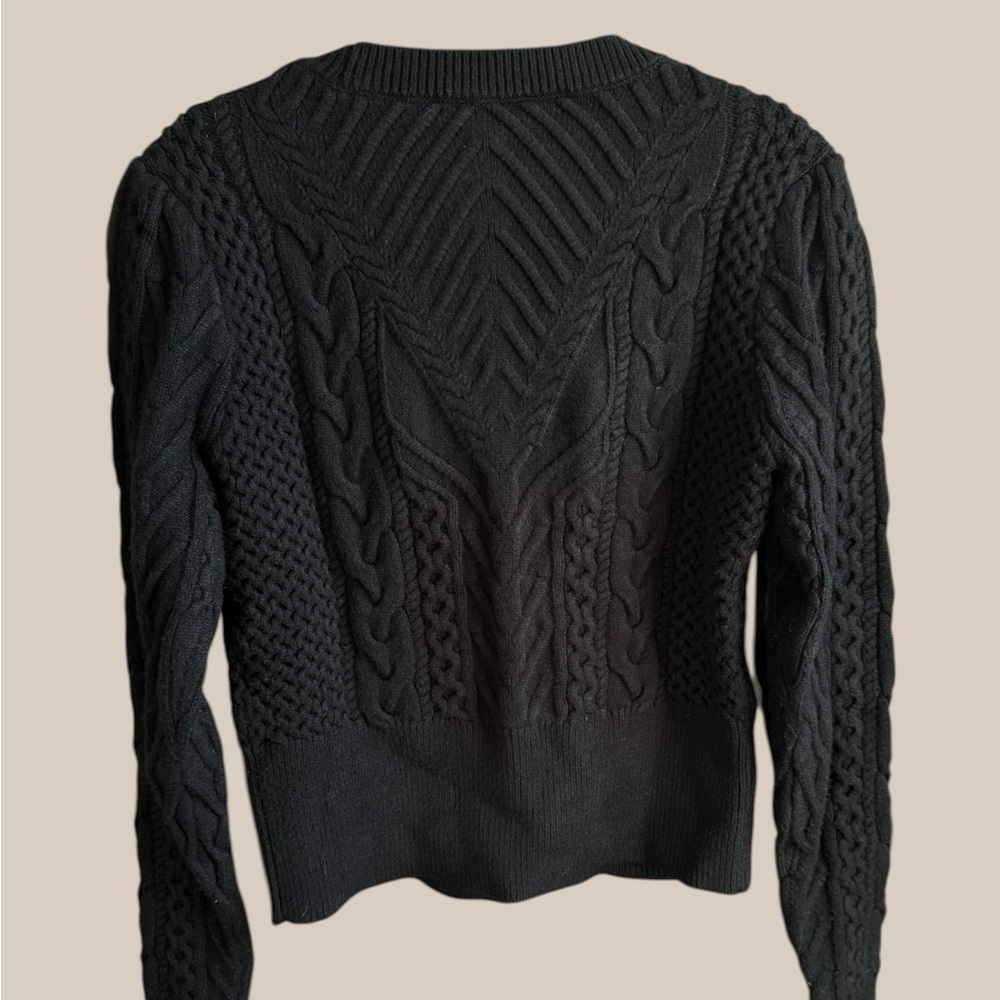 Favorite Daughter Black Esther Cable Crewneck Sweater - Picture 2 of 3
